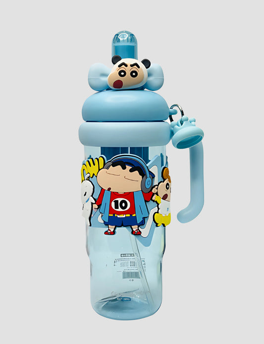 Shinchan Cartoon Sipper Bottle 1200ml | Leak-Resistant , BPA- free , Side Handle , Transparent Body - School& Outdoor