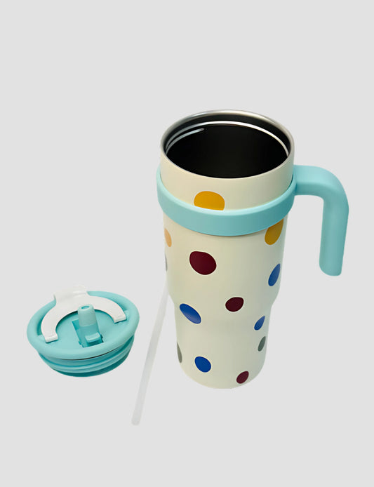 1.2 L Jumbo Insulated Cat Mug With Straw & Handle, Fun Prints