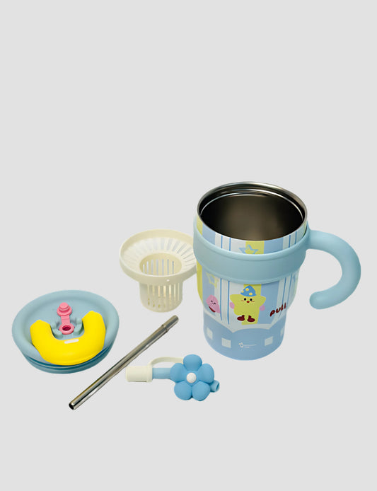 Fun Cat Themed Stainless Steel Mug 700 ml | Lid & Handle | BPA-Free